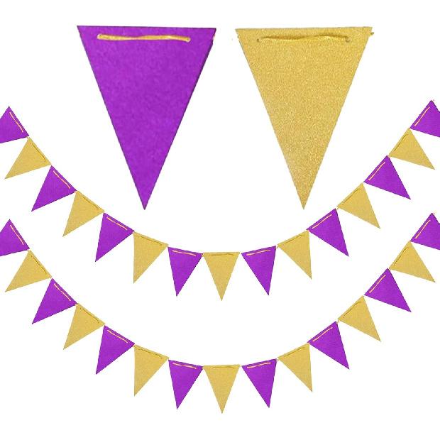 GAKA 20 Feet Double Sided Blue and Orange Paper Triangle Flags Bunting Pennant Banner for Birthday Party, Wedding,Graduation Party Decoration