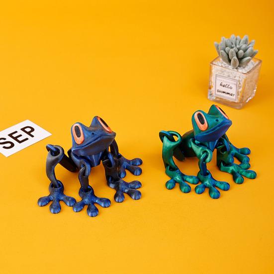 3D Printed Frog Refrigerator Magnet Movable Joints Frog Fidget Toy Articulated Animal Model Figurine Fridge Magnetic Frog Decoration Ornament