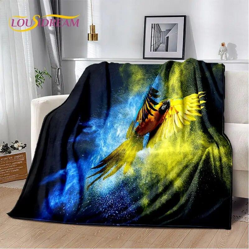 Macaws Colorful Birds Parrot Soft Plush Blanket,Flannel Blanket Throw Blanket for Living Room Bedroom Bed Sofa Picnic Cover Kids
