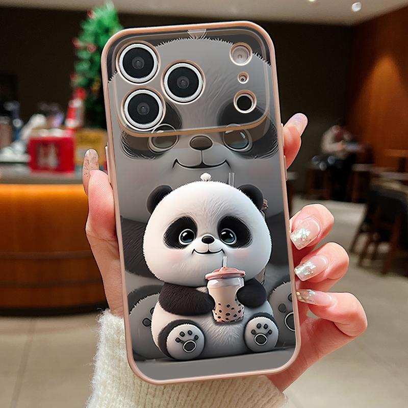 Milk Tea-drinking Panda Case For iPhone 17 Pro Max Magnetic For Magsafe Skin Feeling Cover For iPhone 16 15 14 13 Pro Max