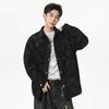 Camicia Oversize Uomo Tie Dye Grigia, Top Casual a Maniche Lunghe con Bottoni Streetwear per Uso Quotidiano