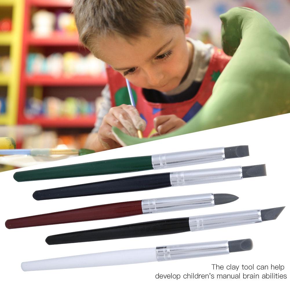 5Pcs Clay Shaper Pen Silicone Soft Head DIY Sculpture Pottery Carving Painting Tool