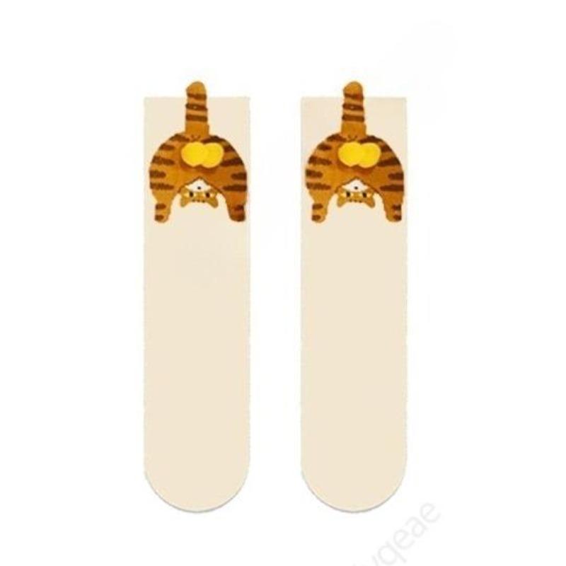 Couple Cat Egg Socks 3D Funny Mid Tube Winter Warm Matching Wear for Lovers Halloween Christmas Gift Cozy Novelty Style