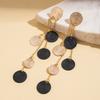 European and American metal wind geometric leaves round earrings light luxury high-end stud earrings design niche earrings women
