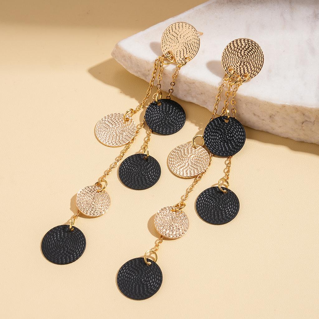 European and American metal wind geometric leaves round earrings light luxury high-end stud earrings design niche earrings women