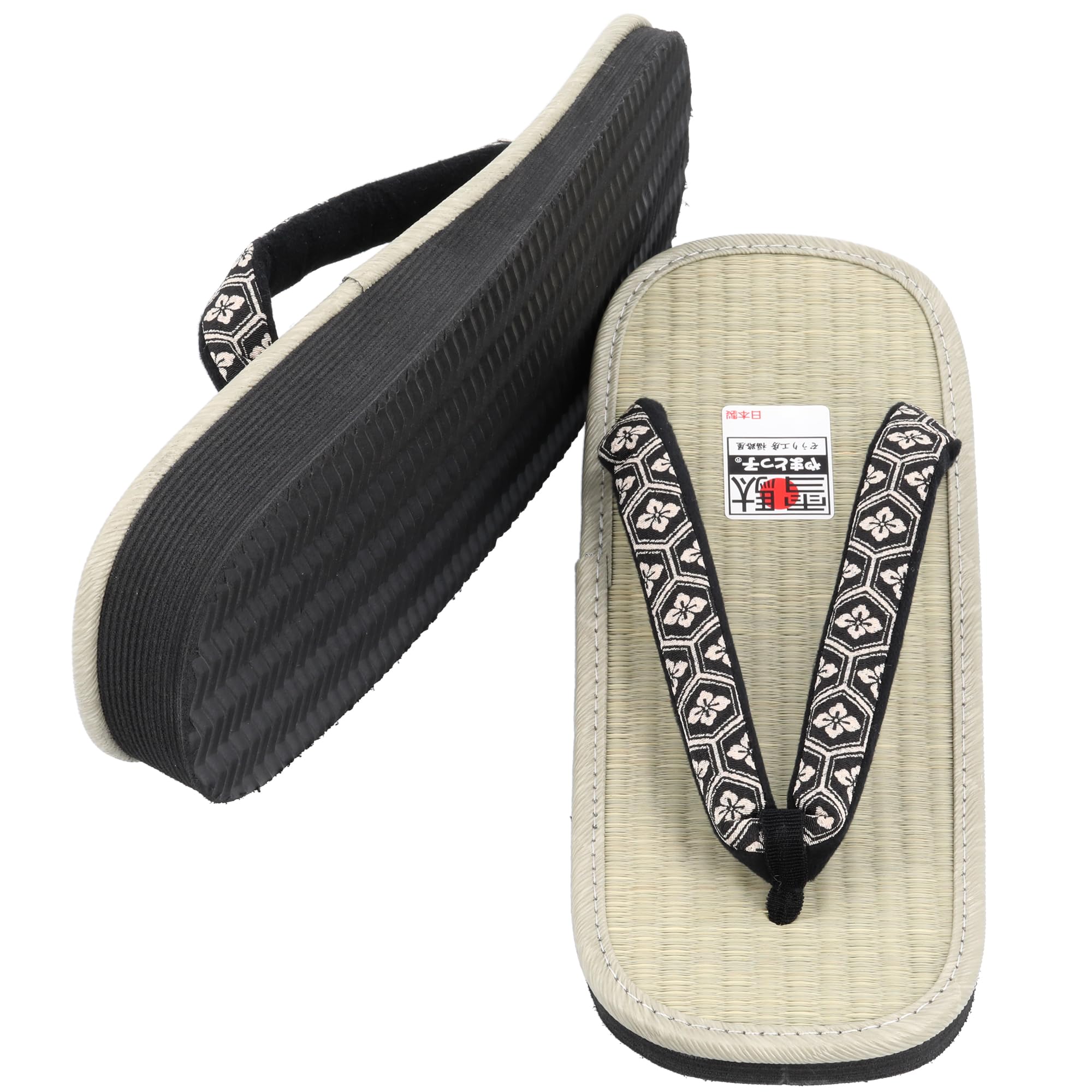 

[Yamato-ko] Men s Setta Sandals with Choice of Insoles, Black Pattern, Suitable for both Traditional Japanese and Casual Wear, Made in Japan (Tatami H