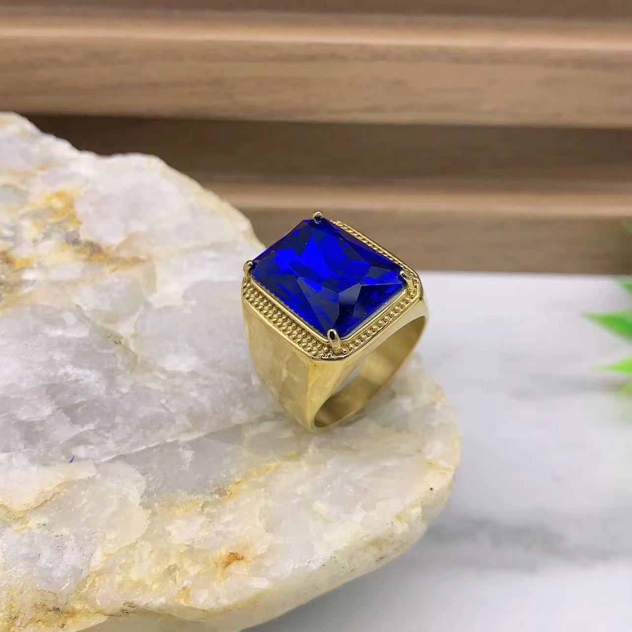 

Men s/Women Gemstone Style High Quality Stainless Steel Ring 12 синій