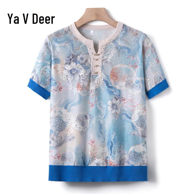 

Yalu Women s Ice Silk Short-Sleeve Knit Top 4XL