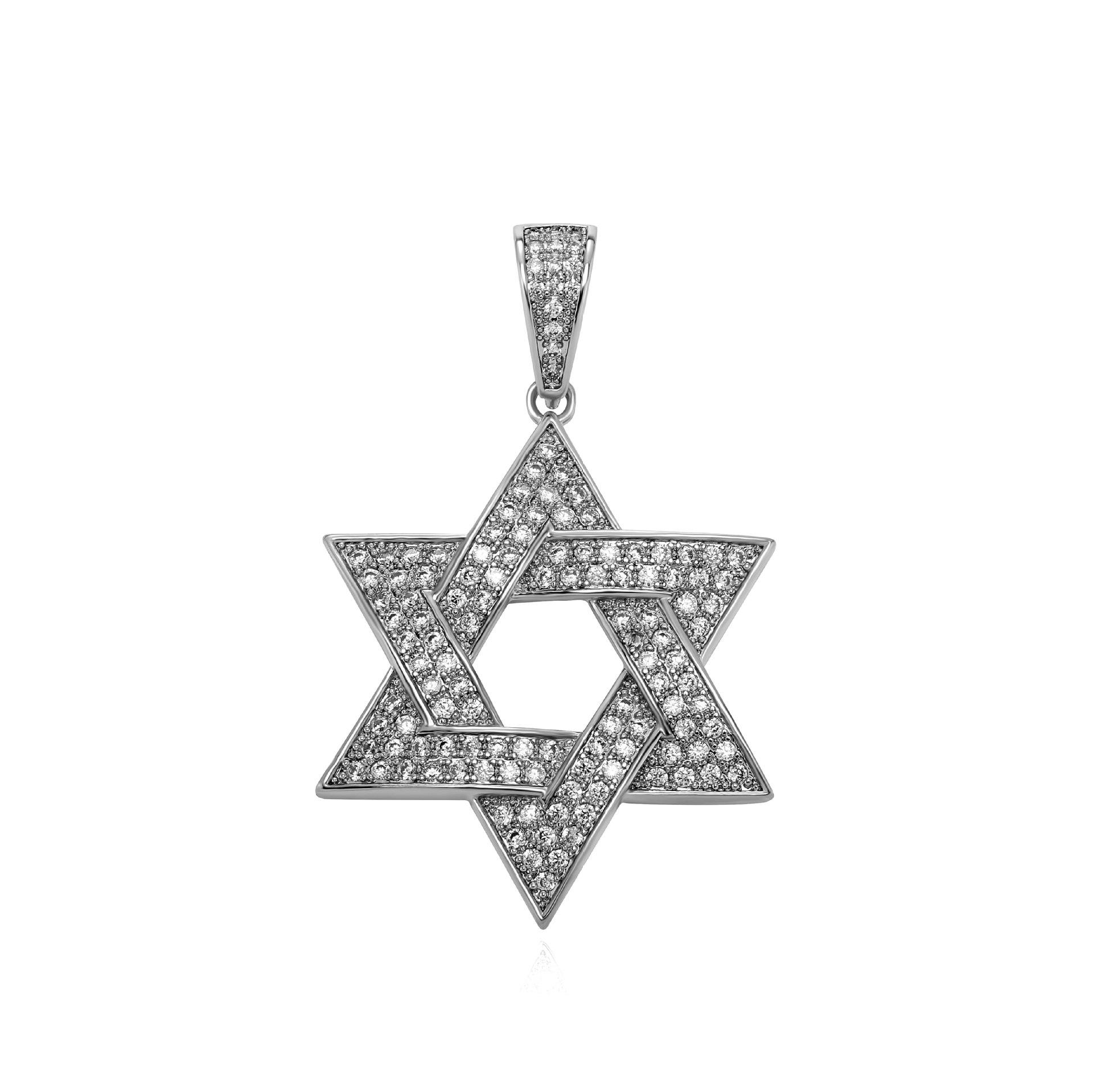 

Мужское ожерелье «Шестиконечная звезда» с микропаве - кулон «Звезда Давида» в стиле хип-хоп