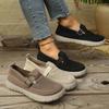 Fall Womens Canvas Casual Loafers With Rubber Sole And Low Heel For Daily Wear
