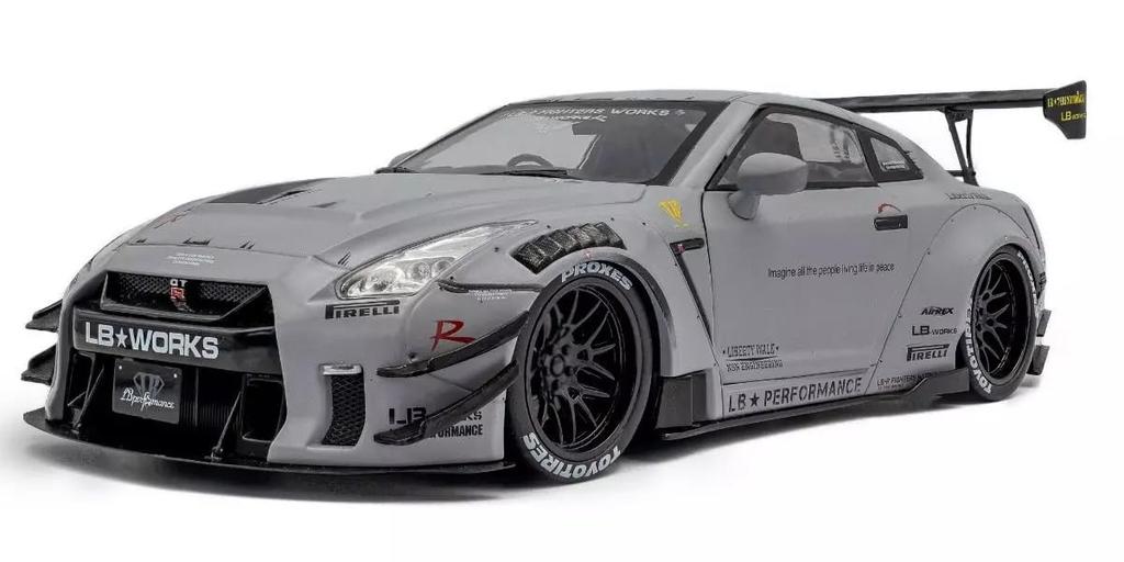 SOLIDO Scale Nissan Liberty Walk Body Kit Type with Kato Finished S1805821 1/18 GT-R (R35) 2.0 (Gray) Figure, Product,