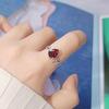 Womens Natural Gemstone Ring Amethyst Citrine Garnet Topaz Pear Shape Fresh Sweet Style Unique Gift