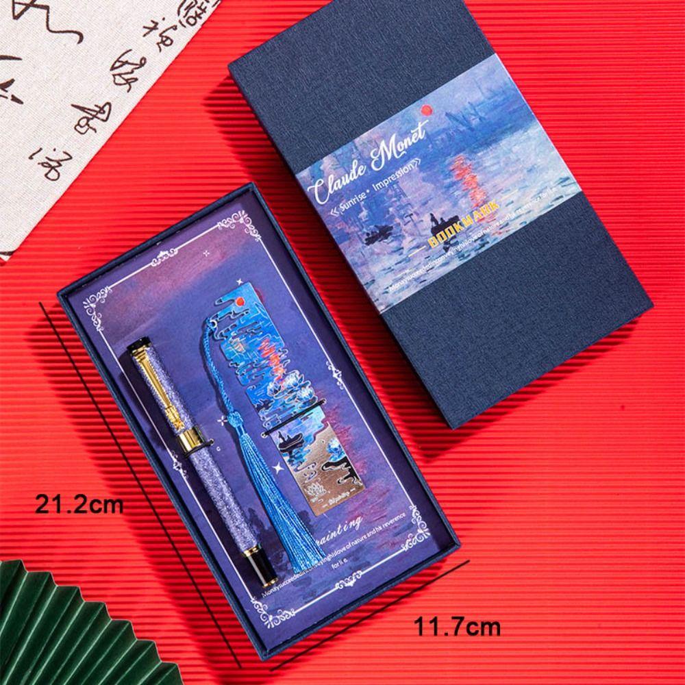 Tassel Pendant Metal Bookmark Metal Floral Painting Bookmark  School Office Supplies