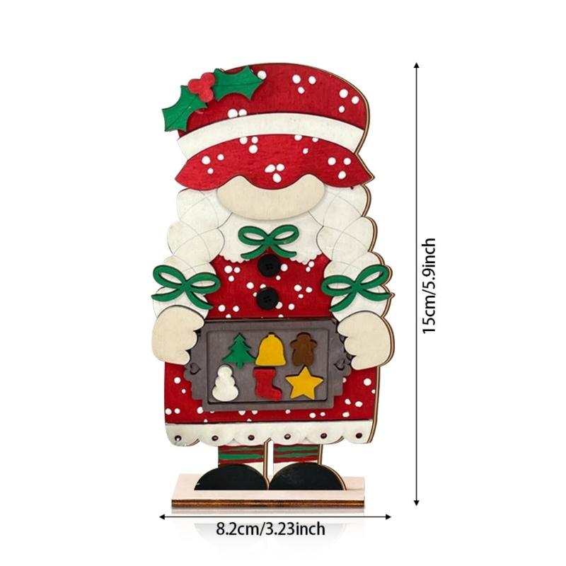 Artistic Festival Wooden Female Gnomes Statue Durable Holiday Decoration for Living Room Office Table