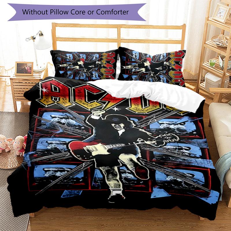 3pcs ACDC3 pattern bedding set duvet cover set includes duvet cover &pillowcases, perfect all season bedroom decoration & gift