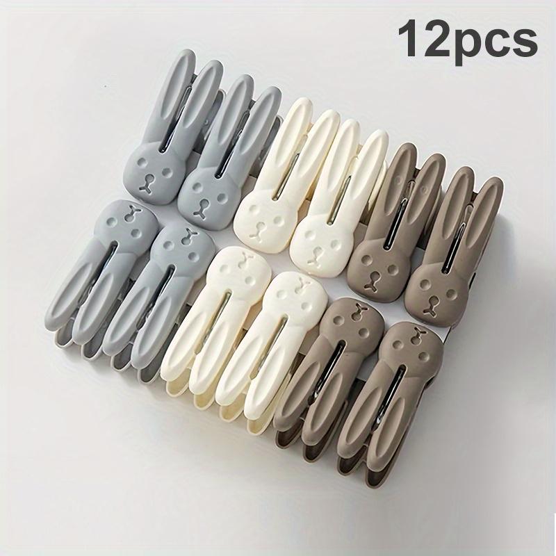 

12pcs Bunny Clothespins - Heavy-Duty Plastic Rabbit Clips with Expressive Eyes & Ears Laundry,Towels,Clothes Pins,Clothes Clips