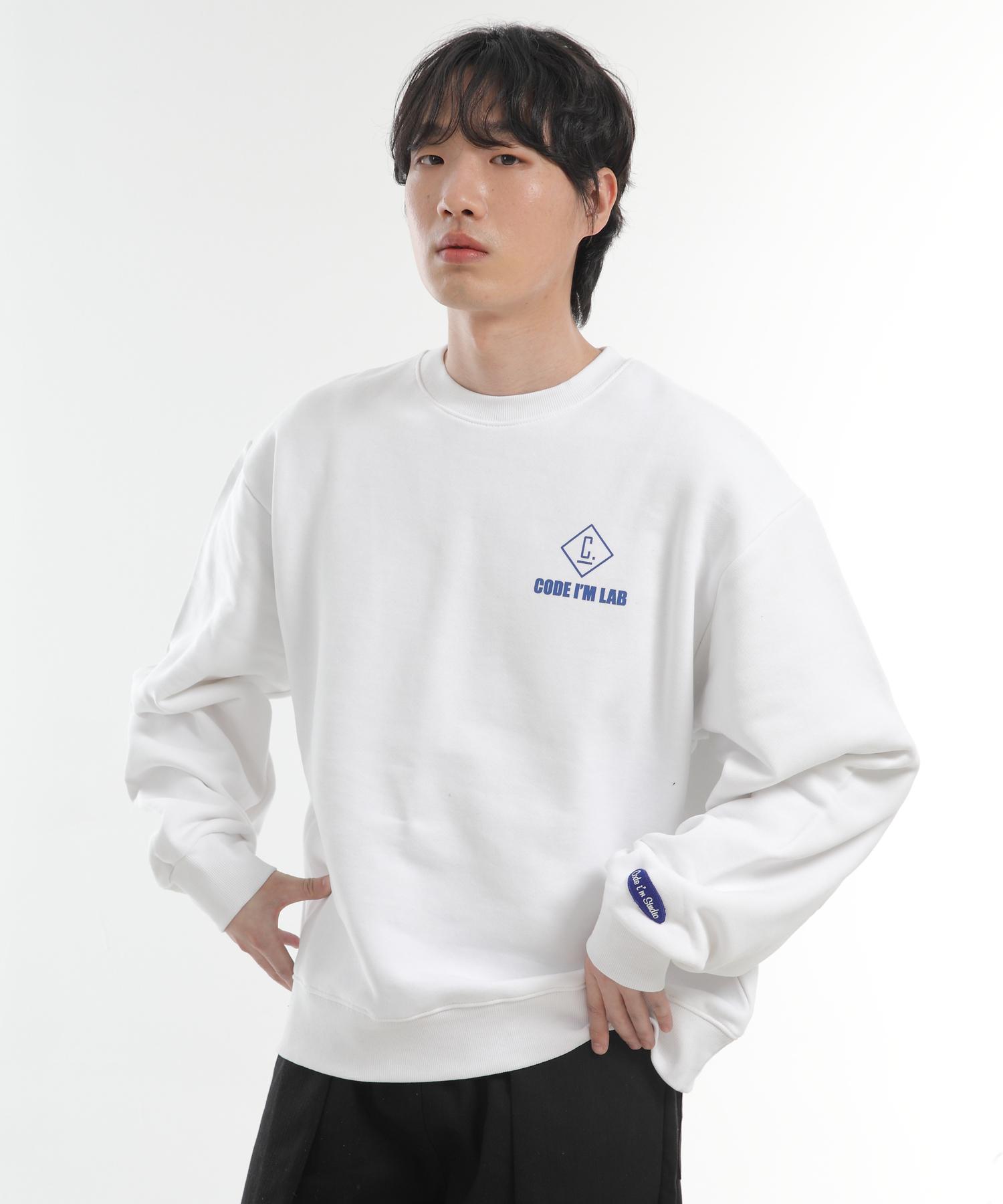 Code Iam Lab Logo Print Heavyweight Oversized Sweatshirt White White/M