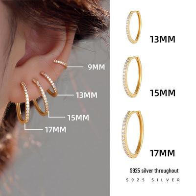 Banyan Tree S925 Silver Diamond Hoop Earrings for Women – Simple, High-Grade Ins Style