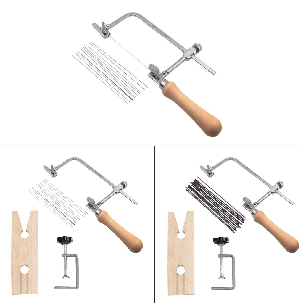 Jewelry Making Wire Saw Set for Crafting and Intricate Cutting with Sturdy Steel Blades and Comfortable Wood Handle