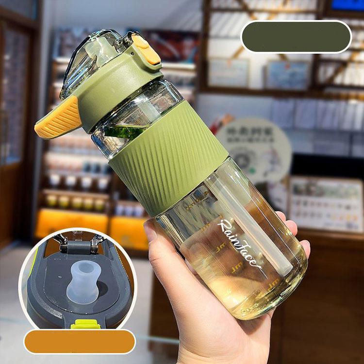 800ML High Temperature Plastic Water Cup - Anti-scalding Drop-resistant Straw Cup BPA-free Clear Outdoor Sports Water Bottle
