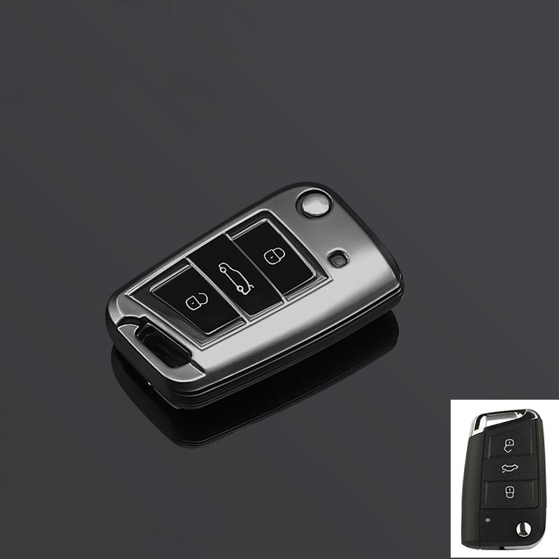 Tpu Car Flip Key Case Cover For Volkswagen Vw Polo Golf Passat Tiguan Beetle Caddy Eos Skoda Octavia Seat Leon Altea