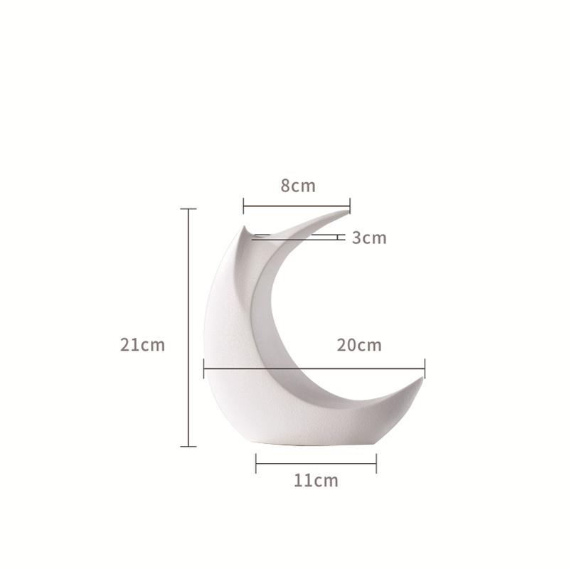 

Nordic Creative Ceramic Moon Shaped Vase, Home Dining Table Living Room Bedroom Office Decor Accessories Flower Arrangement, 1Pc