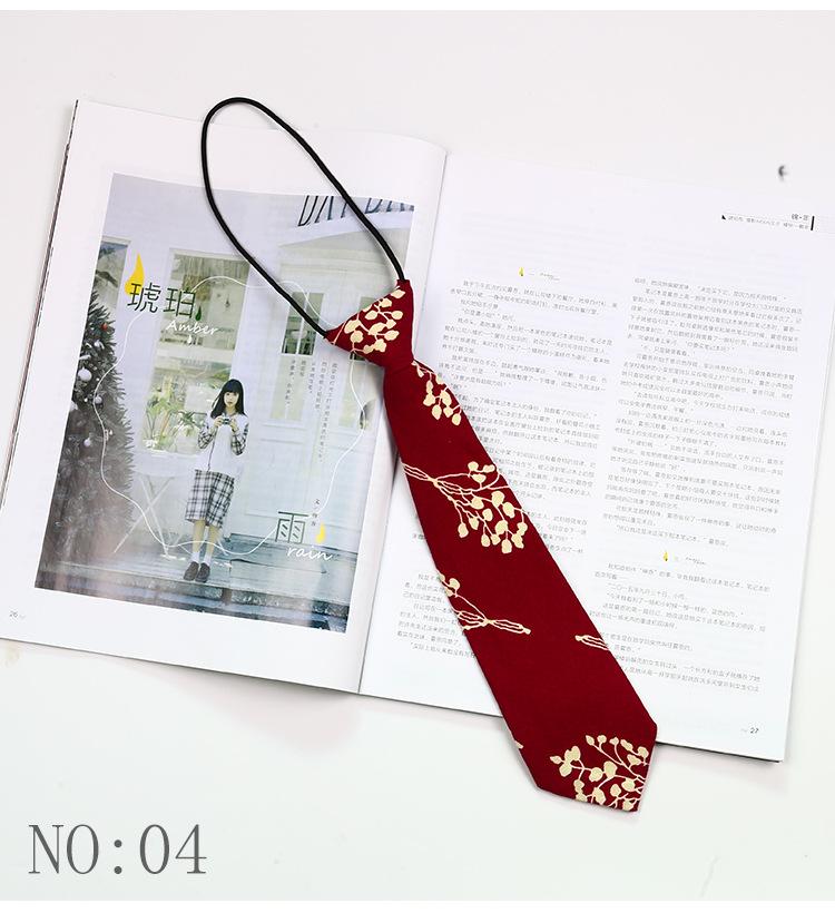 6CM Floral Lazy-tie Rubber Band Neckties For Women College Girls Shirt Uniform Neckwear Korean Style Narrow Knot Free Small Ties