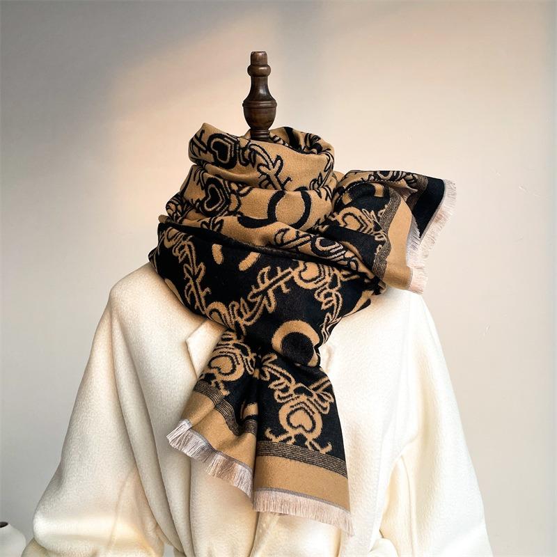 New Winter Imitation Cashmere Scarf Thickened Women's Scarf Fashionable Versatile Shawl Double-sided Warm Scarf Women