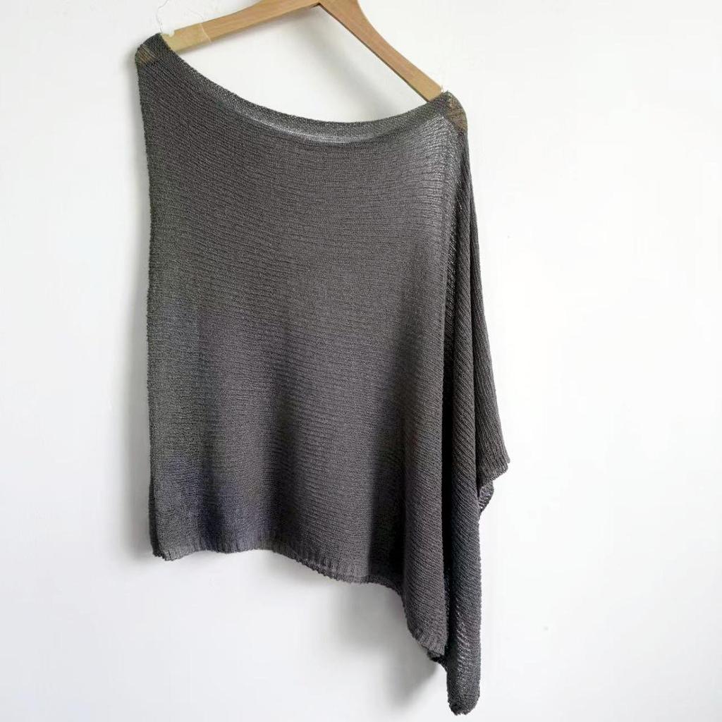 Vícesměrný otevřený pletený pončo šál s tílkem