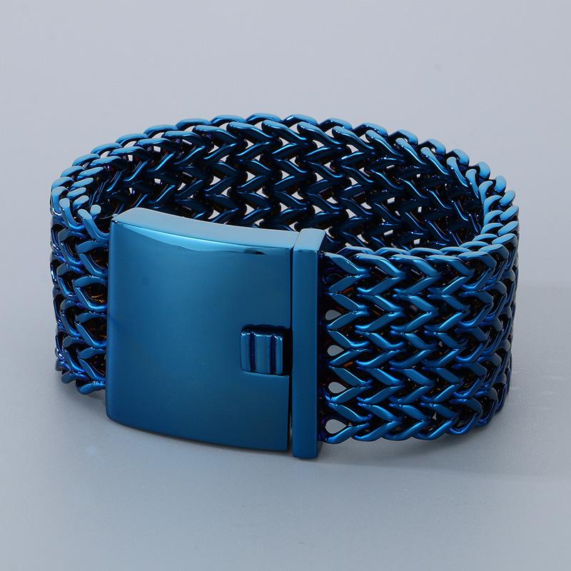 Domineering Thick Square Fish Scale Jewelry, Vacuum Plated 30Mm Front And Back Chain Titanium Steel Men'S Bracelet