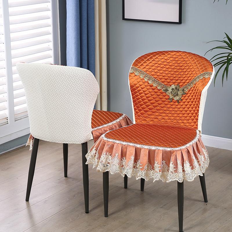 

Dacron Embroidery Dining Chair Cover Skirt Elastic Hotel Chair Cover Thickened Universal Size Seat Covers Dining Room 1PC