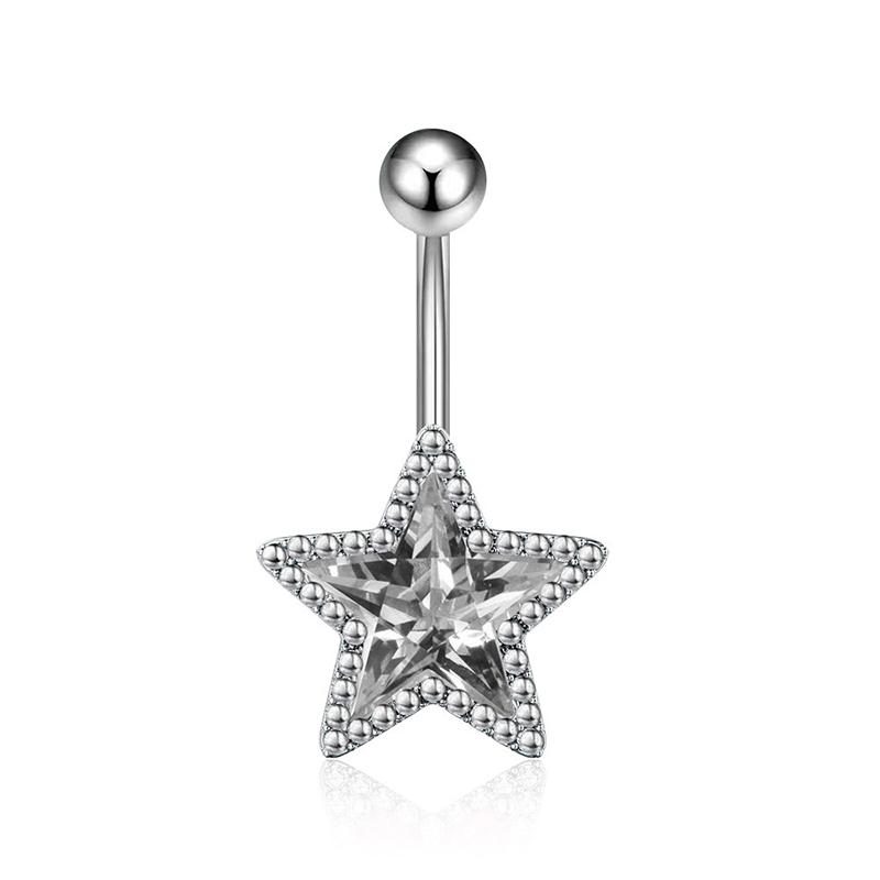 Crystal Pendant Belly Button Ring For Women Star Zircon Navel Ring Jewelry Pentagram Belly Ring Sexy Body Piercing Jewelry