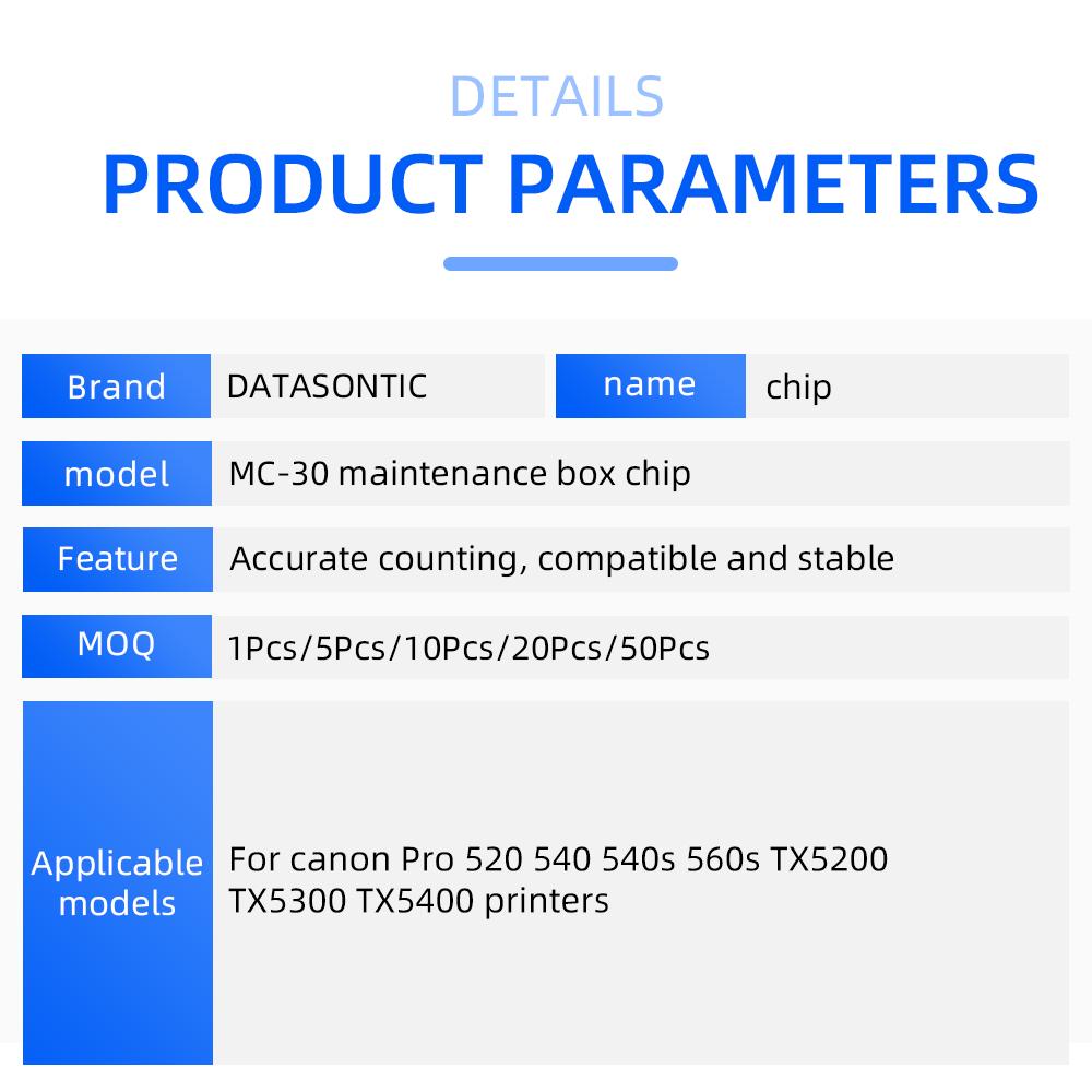 MC-30 Maintenance Cartridge Chip for CANON Pro520 540 540S 560S TX5200 TX5300 TX5400 2000 4000 PRO-4000S PRO-6000S Printer