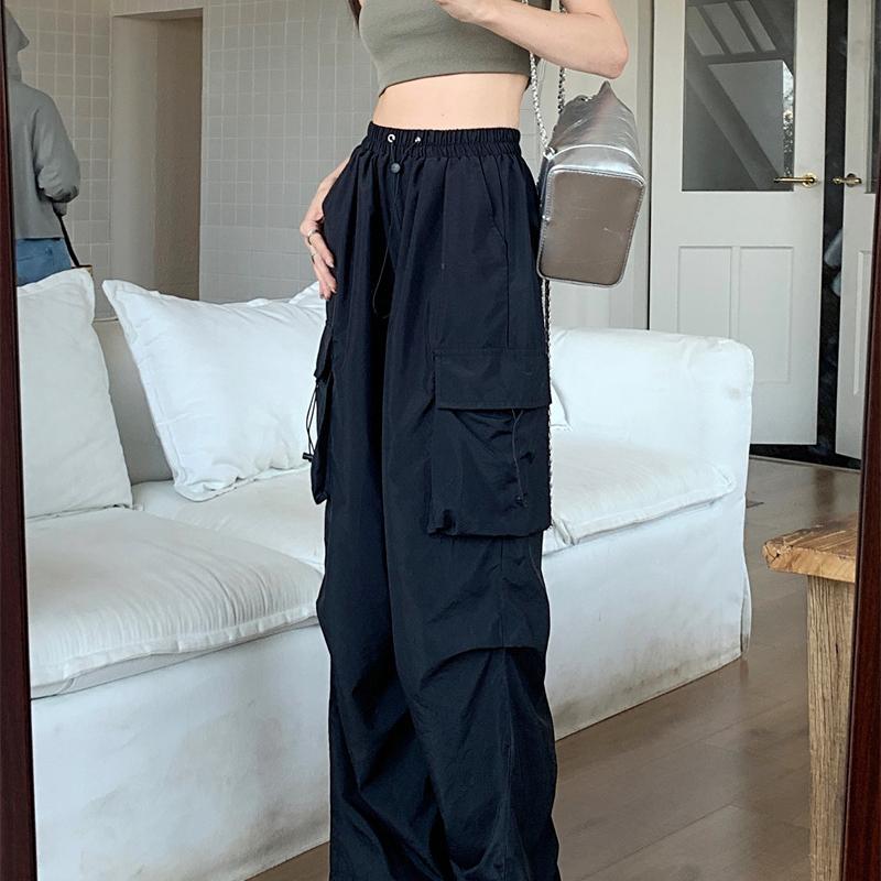American Retro Tooling Slacks Drape Straight Beam Foot Trousers Summertime Joker Loose Wide Legged Pants
