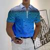 Casual Lapel T-shirt Young Men's Fashion Zipper T-shirt Short Sleeve T-shirt Men's 3D Beer Printing Print T Shirt