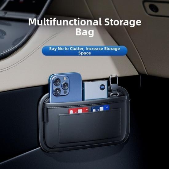 Leather For Car Storage Bag Hanging Organizer for For Car Door Black Color