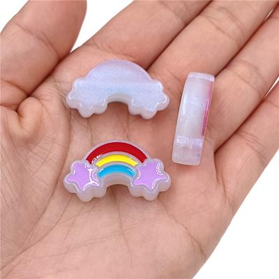 For Necklace Fashion Light Drop Oil Luminous Rainbow Jewelry Accessories Loose Beads Bracelet Marking 5pcs Acrylic