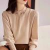 French Sweater Women's Half Turtleneck Beaded Knitted Sweater Women's Autumn and Winter Ruffle Fringed Long-sleeved Pullover