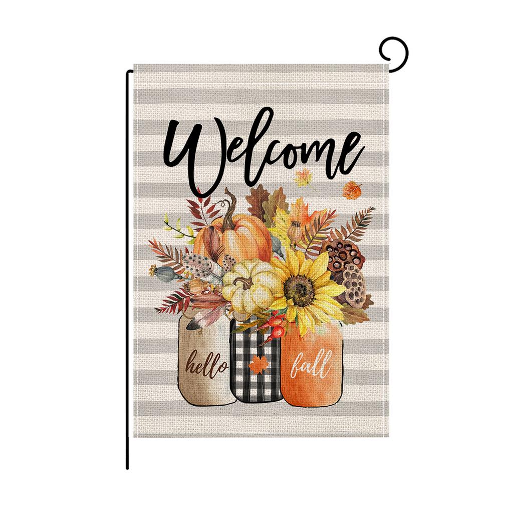 Flax Garden Flag Autumn Pumpkin Double-sided Printed Garden Decoration Small Flag Outdoor Display Flag