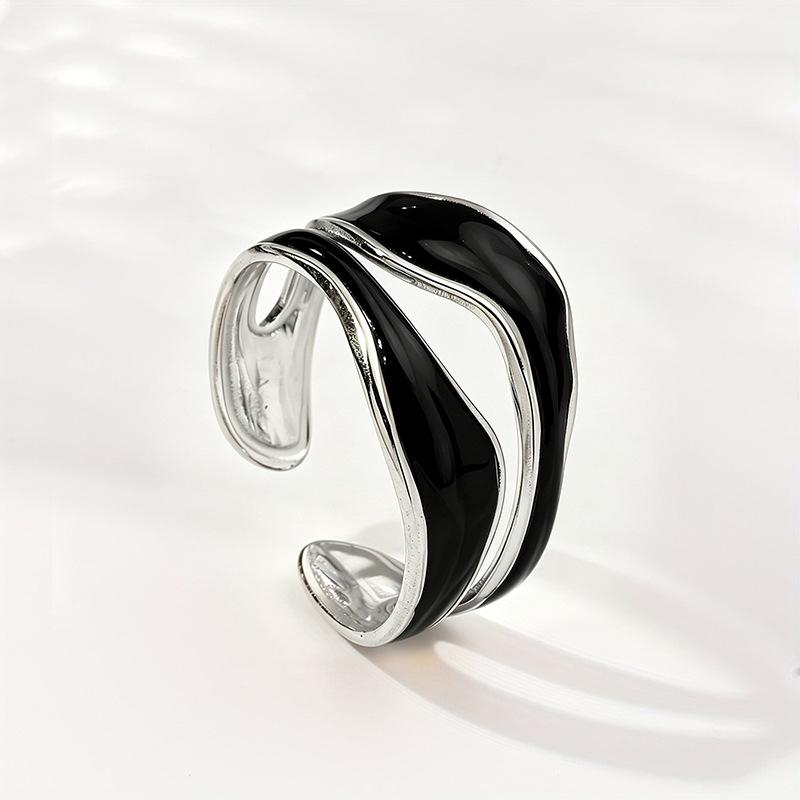 Hot-selling metal wave irregular ring, drop oil painting oil craft ring, simple temperament jewelry