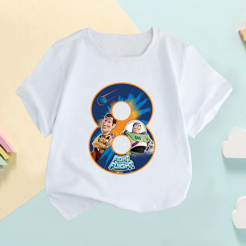 Camiseta para Niños Buzz Lightyear Woody Número de Toy Story Ropa para Niñas Cumpleaños Camisetas para Bebés Niños