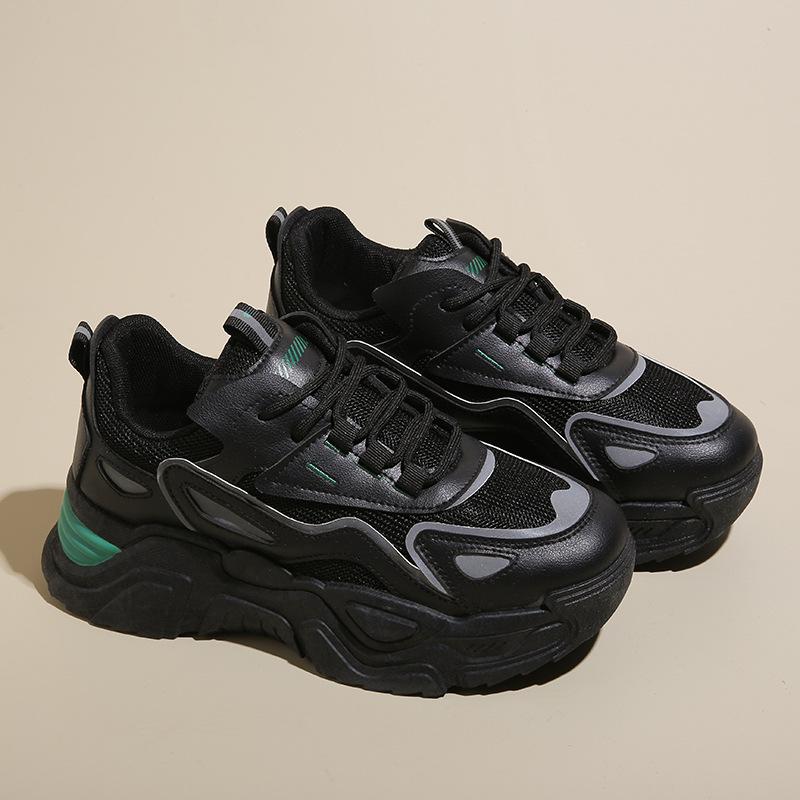 2025 Spring New Women's Shoes Breathable Mesh Sports Shoes Women's Korean Version Versatile Thick Sole Heightening Casual Dad Shoes Women