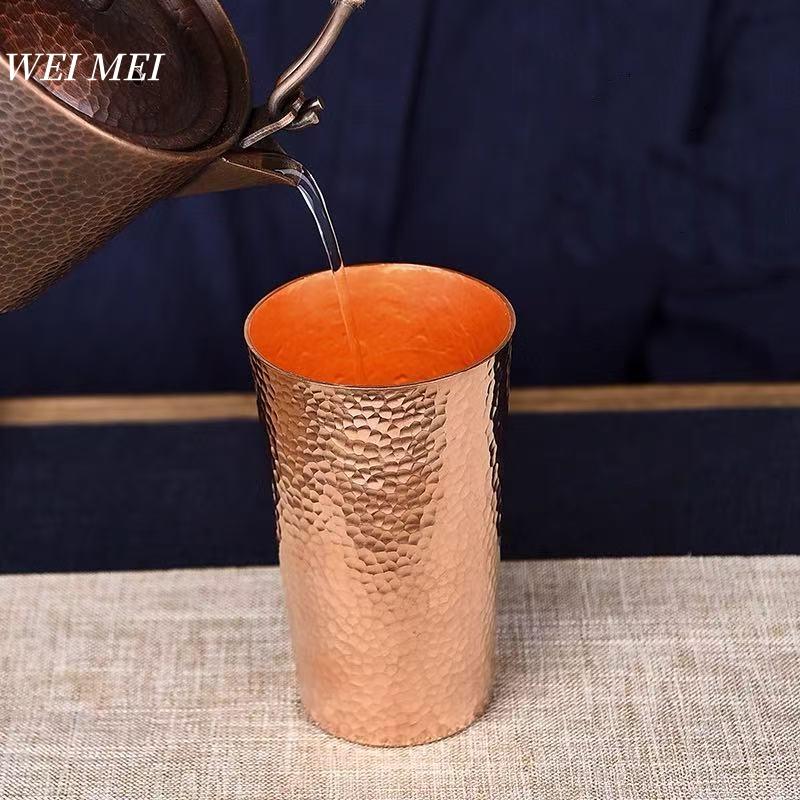 Handcrafted Vintage Pure Copper Coffee Cup,Outdoor Juice Breakfast Mug,Hammer Texture Home use 360ml Drinking Tea Cup Tableware