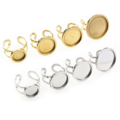 5 pièces 10-25 mm Taille intérieure Rond Épais Acier Inoxydable Réglable Bagues Support Base Vide pour Cabochons Fabrication de Bijoux DIY Apprêts