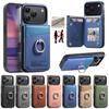 For iPhone 17 Pro Case with Card Holder Kickstand Leather + TPU + PC Phone Cover