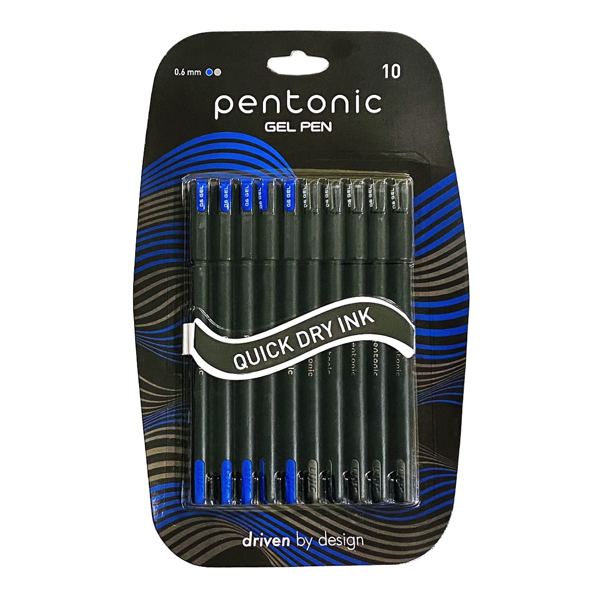 

Pentonic 0.6 mm Gel Pen | Blue & Black Ink | Smooth Writing for Office, Home & School Pack of 1 X 10pcs