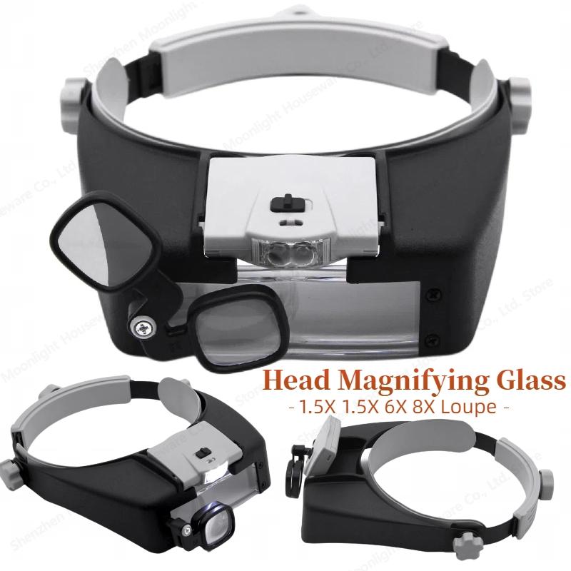 Eadband Illuminated Magnifier High Times Eyewear Magnifying Glasses with 2 Led Lights Loupe For Circuit Board Repairs Tool