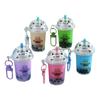 1/5Pcs Cat's Pearl Milk Tea Keychain Sand Bottles Car Key Chains Creative And Cute Milk Tea Cups Pendant Bag Decoration