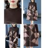 Autumn Winter Women's Plus Size Sweater Dress Loose Pullover Color-Block Knit Midi Dress Thick A-line Sweater Dress