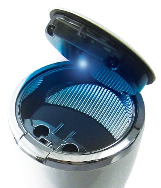 Tsuchiya Yac Car Useful Open Ashtray, Ash, White/Chrome Plated, One-Push Type, PZ-483